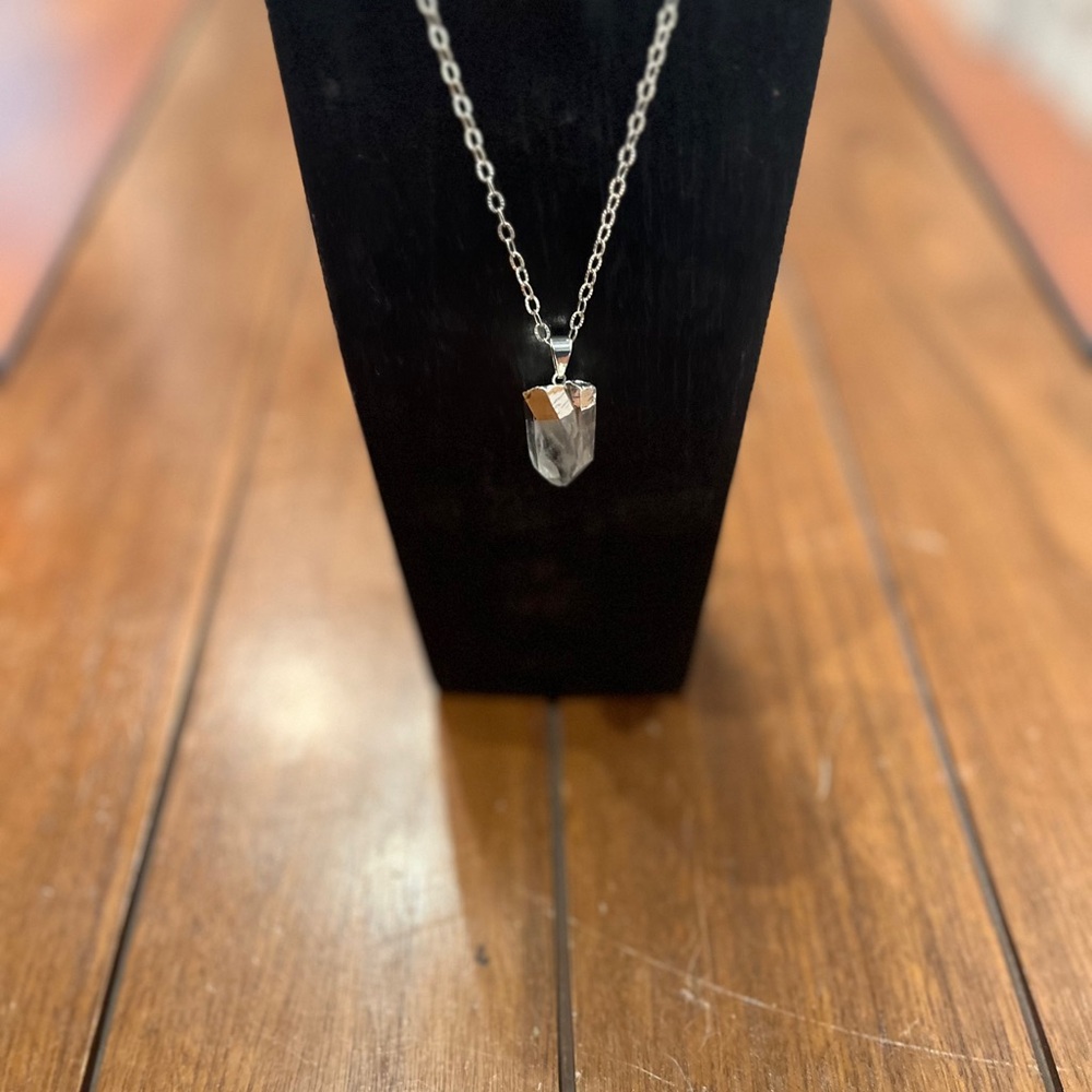 Silver Quartz Crystal Necklace